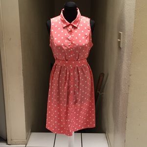 Maternity Pink with White Polka Dot Dress